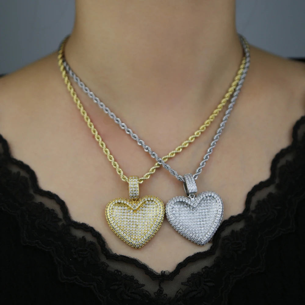 Miami Ice Moissanite Heart Pendant - Vermeil Gold