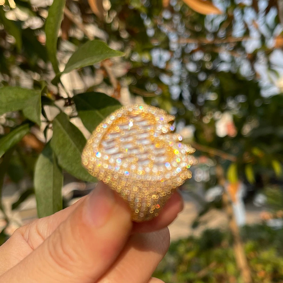 Miami Ice Flamy Heart Iced Out Ring