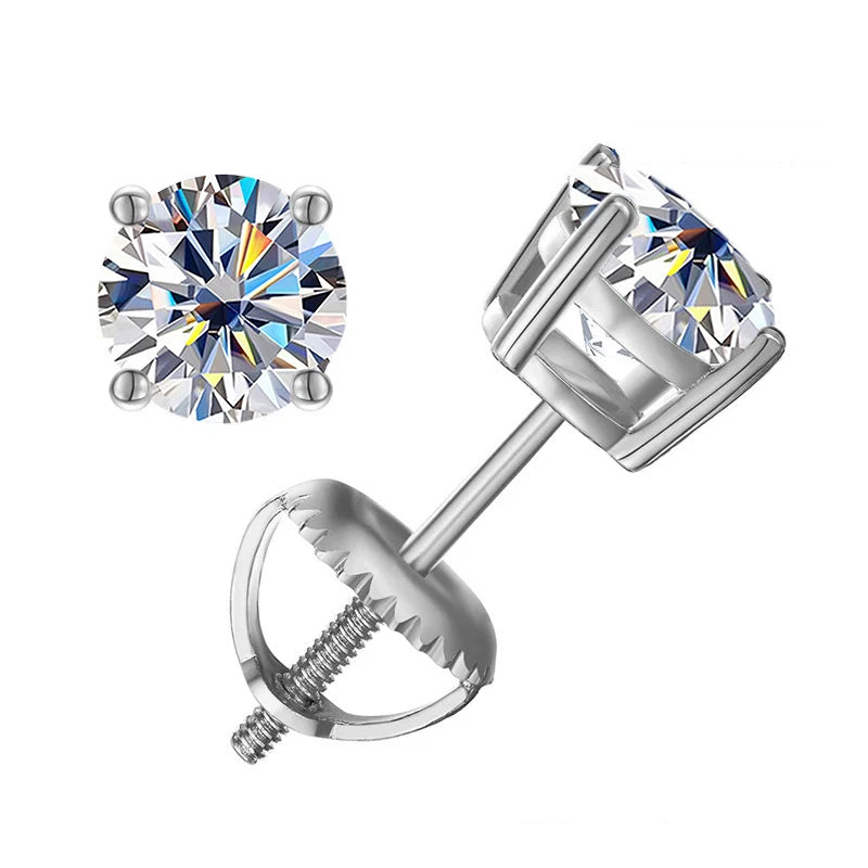 Moissanite Screws Back Ear Studs