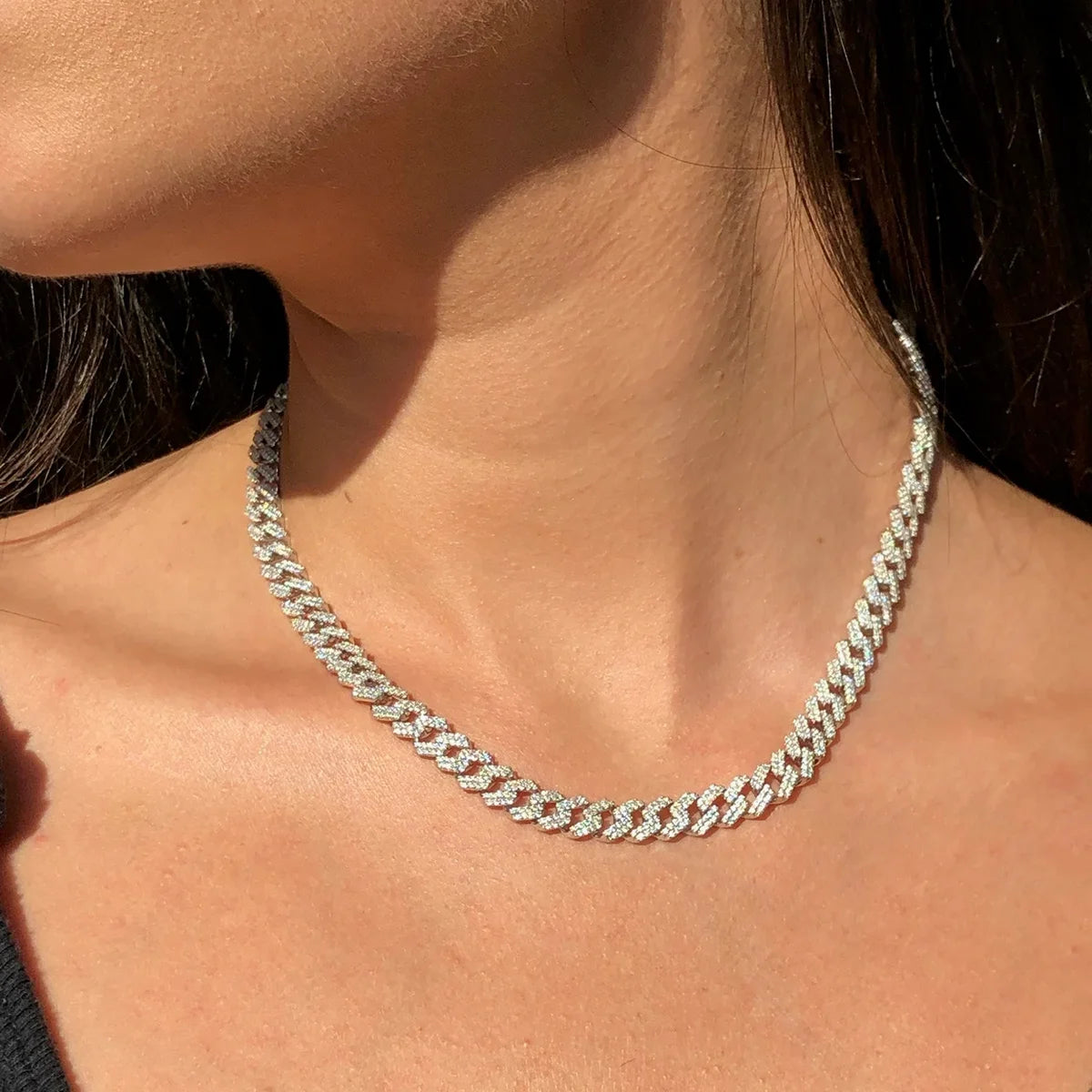 Miami Ice 8mm Iced Cuban Link Chain - White Gold