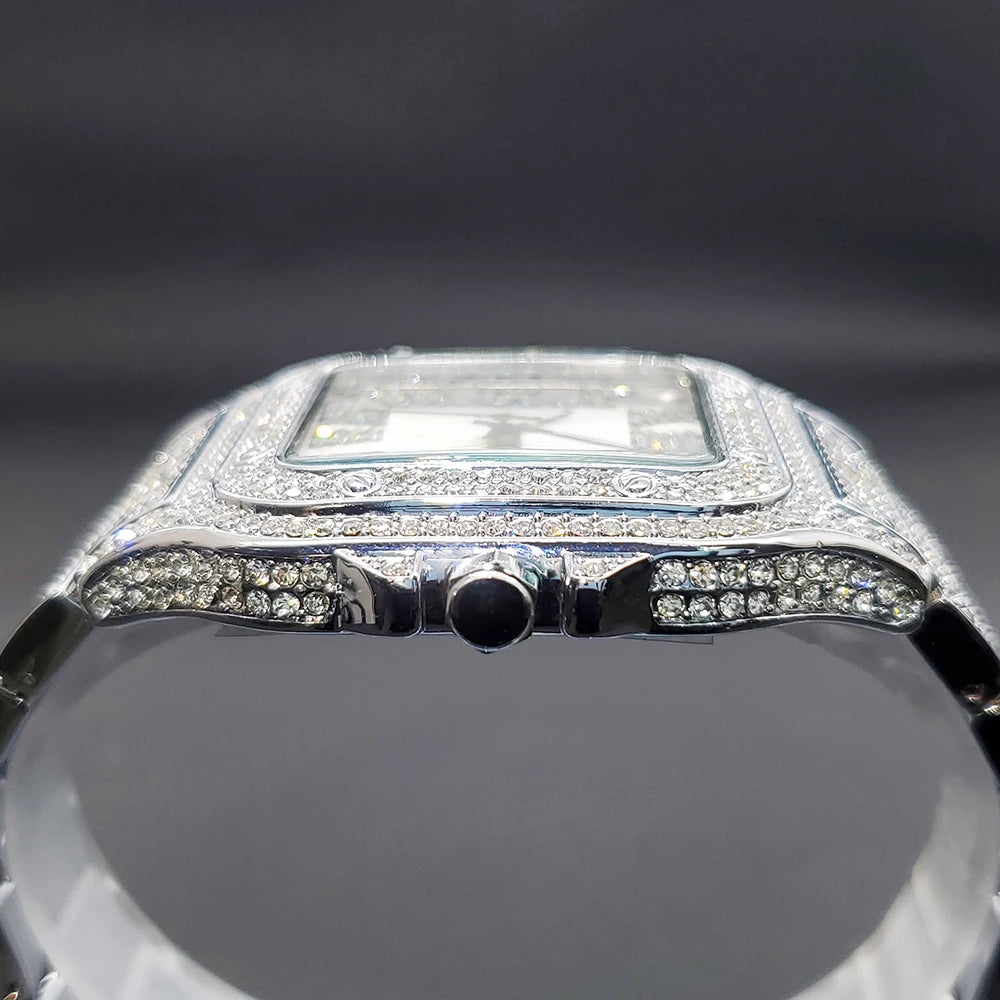 Miami Ice Moissanite Blue Leather Band vs Gra Certified Watch