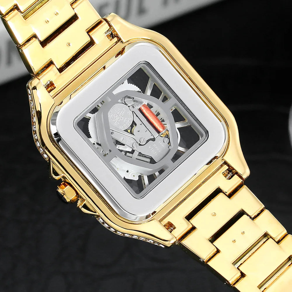 Miami Ice Skeleton Dial Watch Moissanite 19.5Ct. Two Tone Automatic