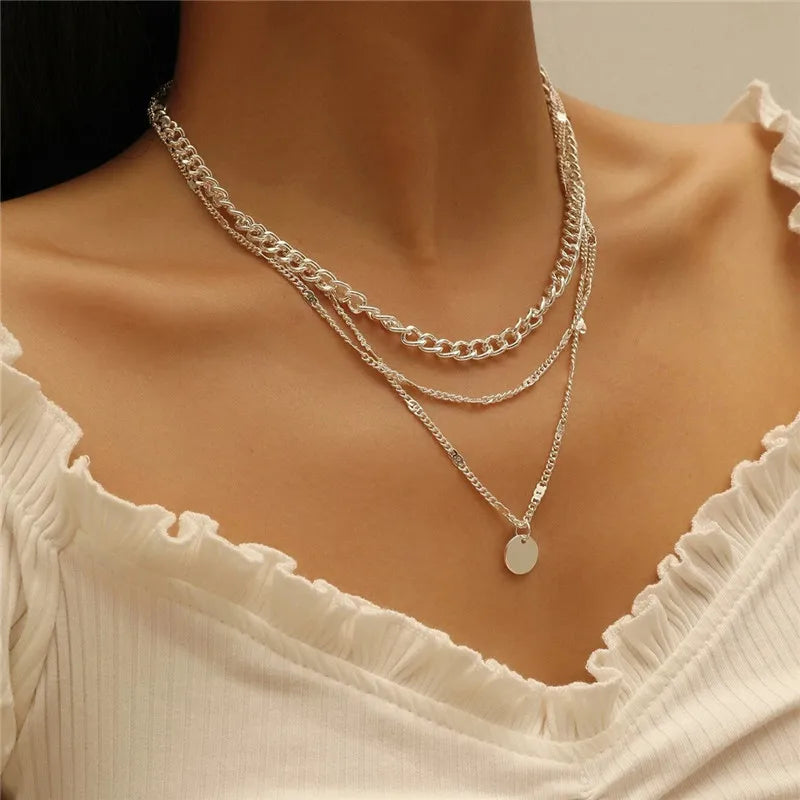 Miami Ice Pearl & Chain Necklace Set - White Gold