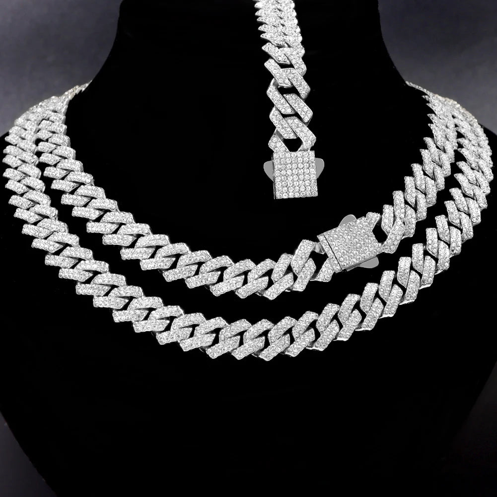 Iced Out 14MM Prong Rhombus Diamond Cuban Link Chain