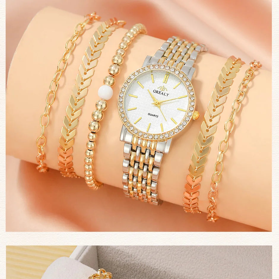 6pcs Dainty Quartz Watches & Bracelet Set