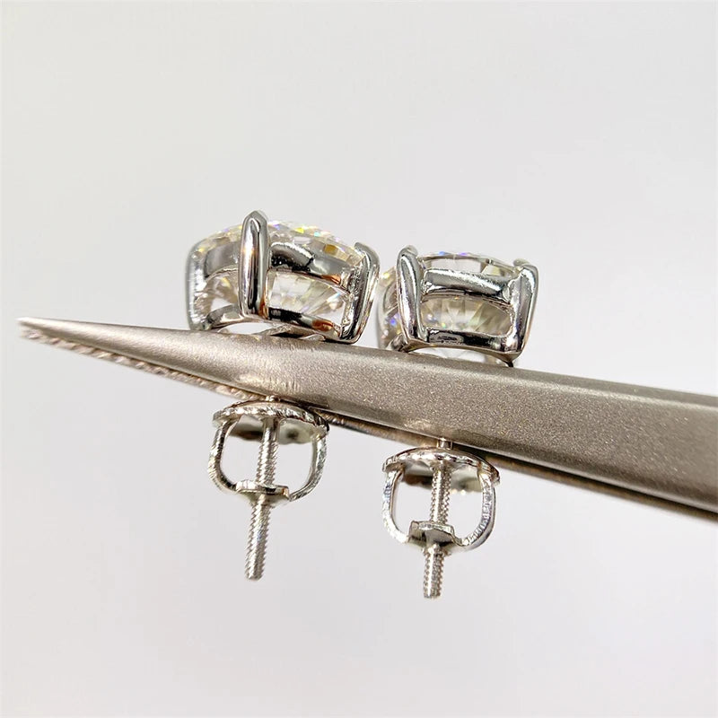 Moissanite Screws Back Ear Studs