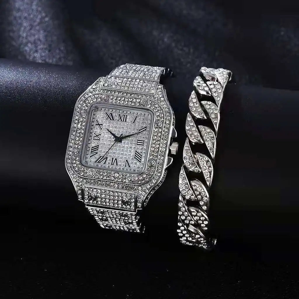 Miami Ice Luxury Iced-out Gold Quartz Watch