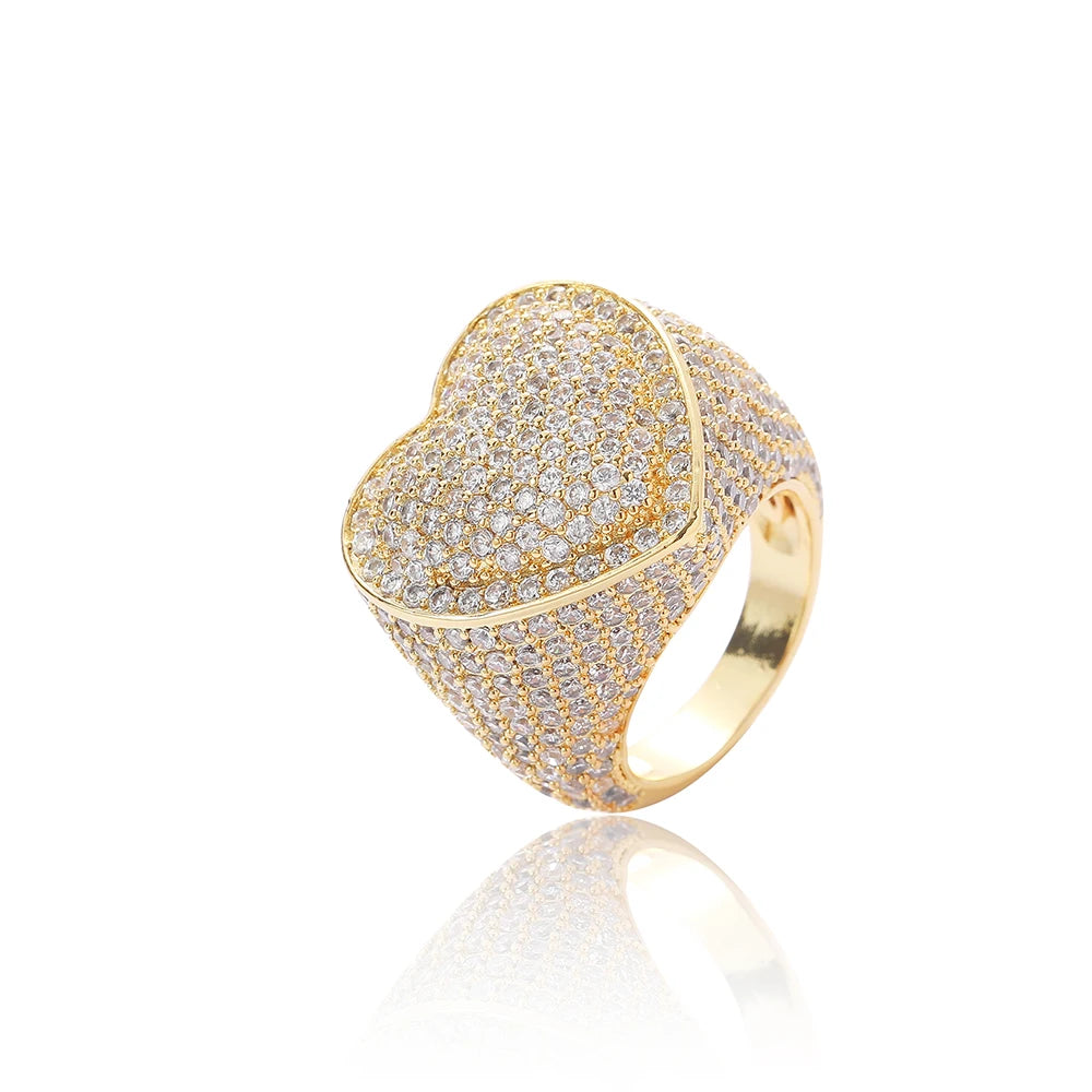 Miami Ice Two Tone Moissanite Heart Shaped Ring - Vermeil Gold