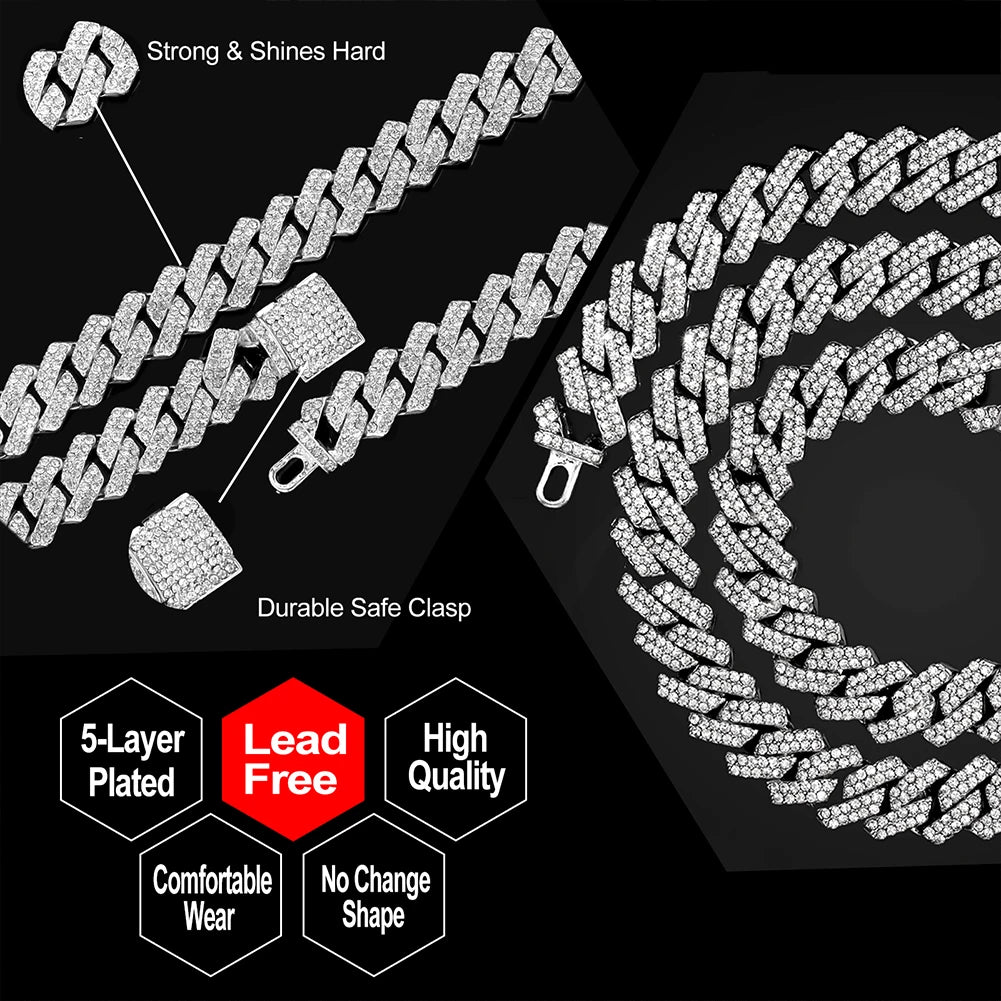 Miami Ice 14MM Iced Prong Link Cuban Chain Necklace