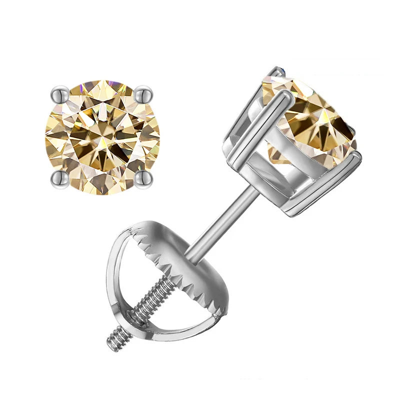 Moissanite Screws Back Ear Studs