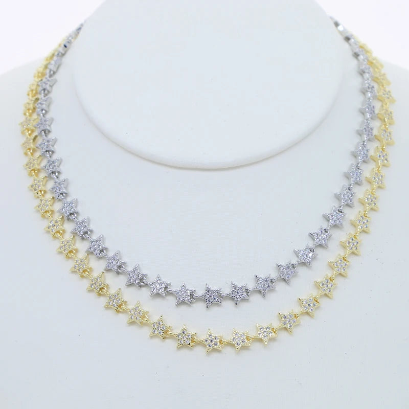Miami Ice 8mm Iced Star Chain - White Gold