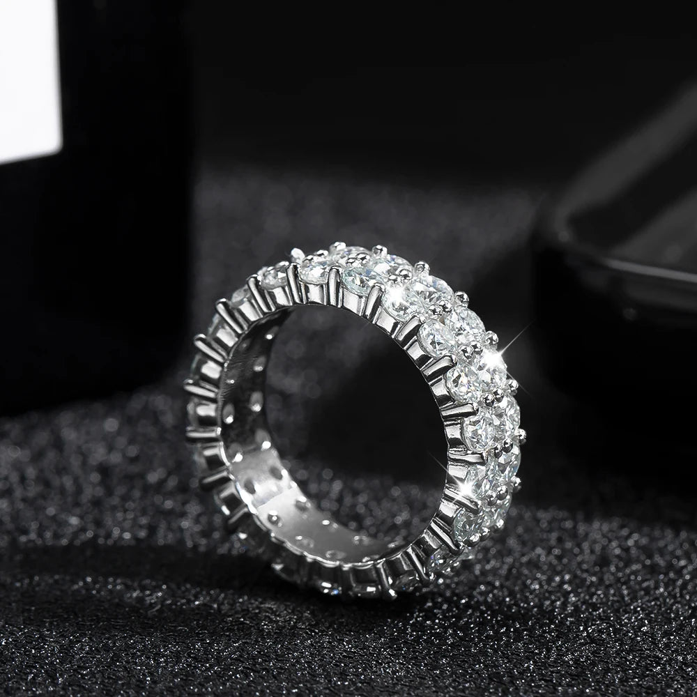 Miami Ice 2-Row Moissanite Band Ring - Vermeil Gold