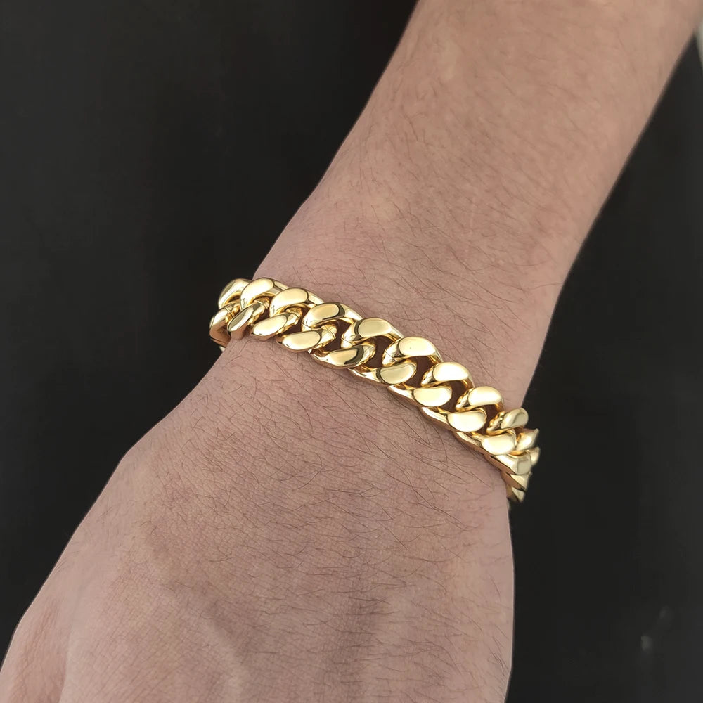 Miami Ice 14mm Miami Prong Link Bracelet - Gold