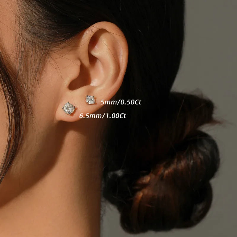 Moissanite Screws Back Ear Studs