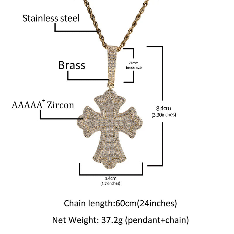 Miami Ice Baguette Cross Pendant