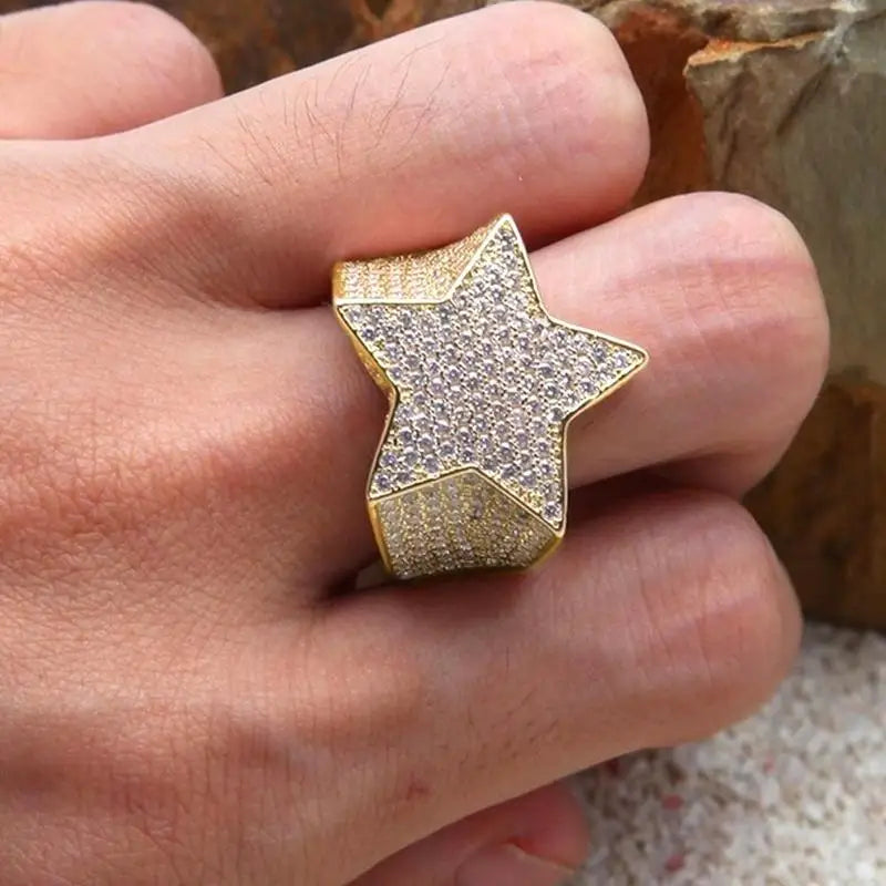Hip Hop Rock Five Star Rings