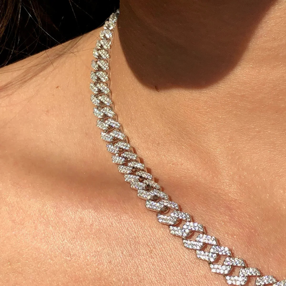 Miami Ice 8mm Iced Cuban Link Chain - White Gold