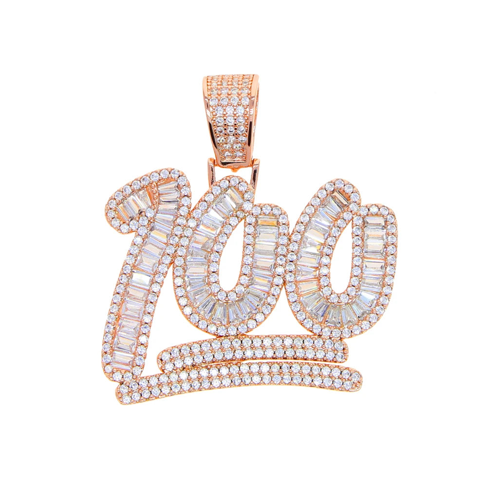 Iced Out Bling Score 100 Pendant Necklace