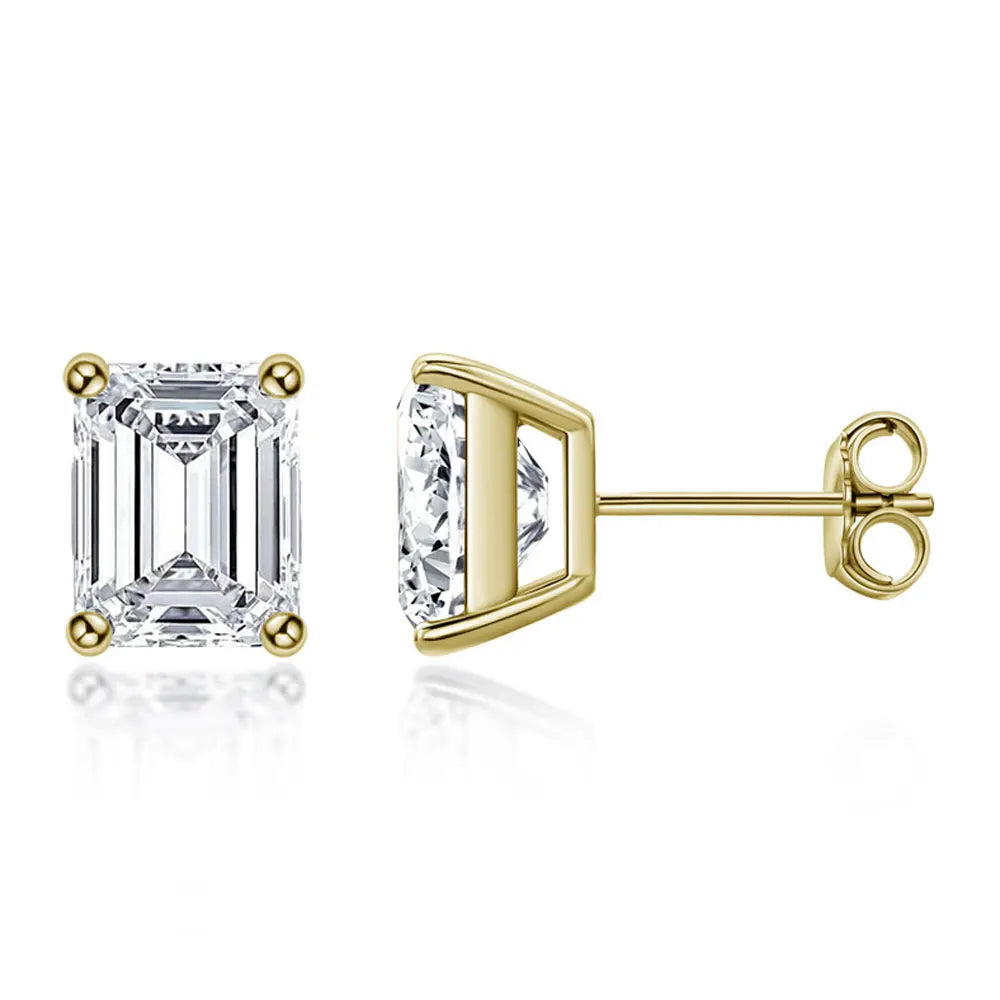 Emerald Cut Moissanite Earrings