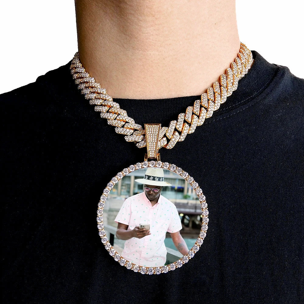 Miami Ice Vvs1 Custom Photo Pendant- Gold