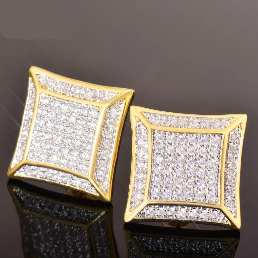 Miami Ice 11MM Sunshine Iced Out Stud Earrings