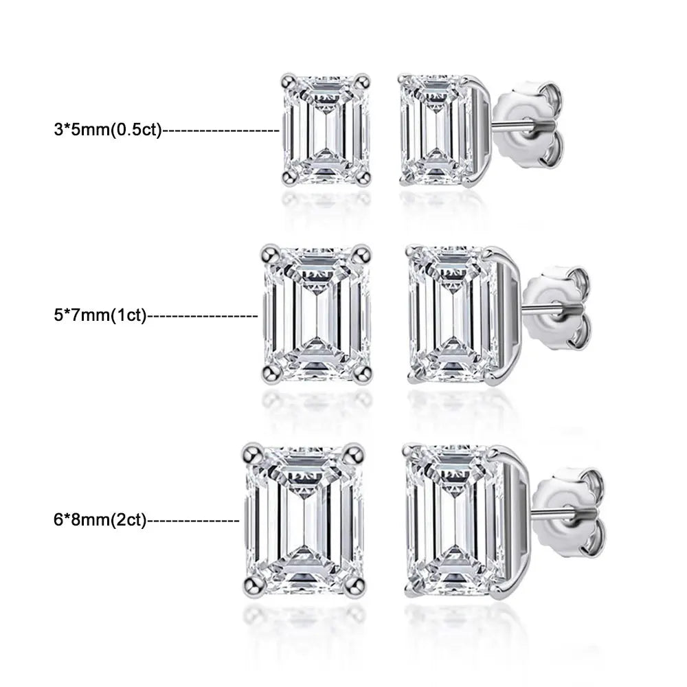 Emerald Cut Moissanite Earrings