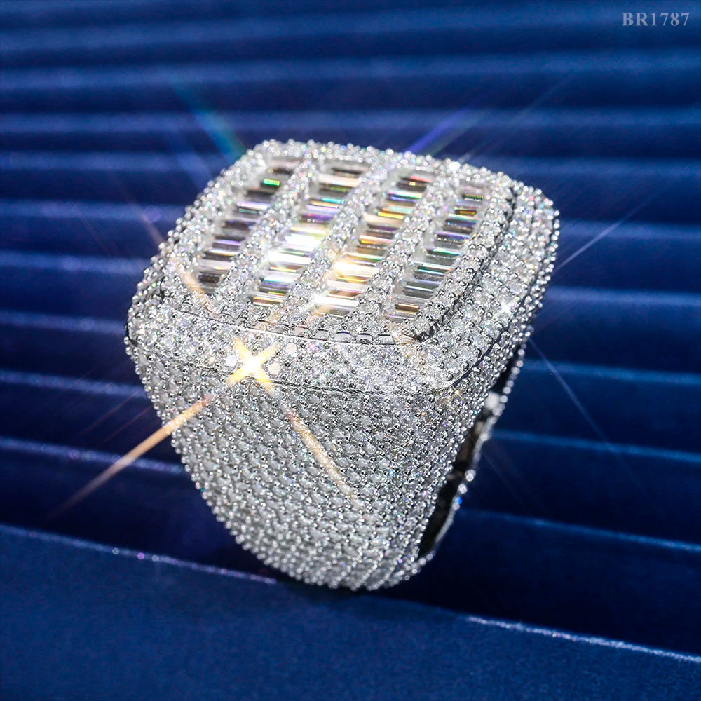 Miami Ice Moissanite Perfect Square Signet Ring - Vermeil Gold