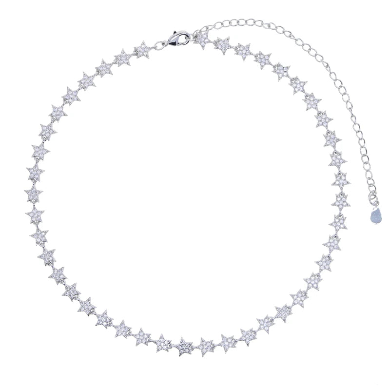 Miami Ice 8mm Iced Star Chain - White Gold