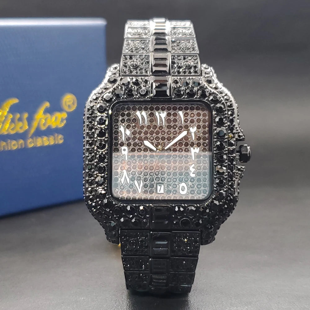 Miami Ice Rectangular Zircon Bracelet Wristwatch for Men