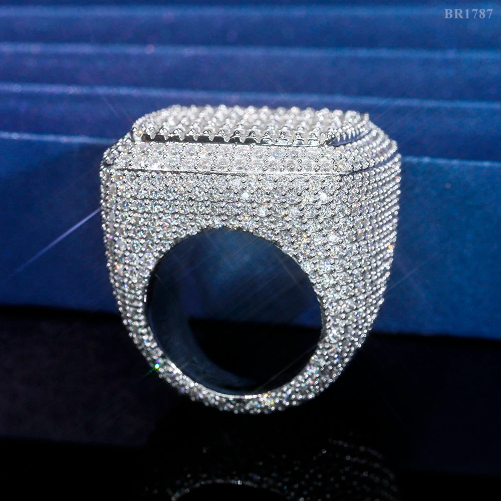 Miami Ice Moissanite Perfect Square Signet Ring - Vermeil Gold