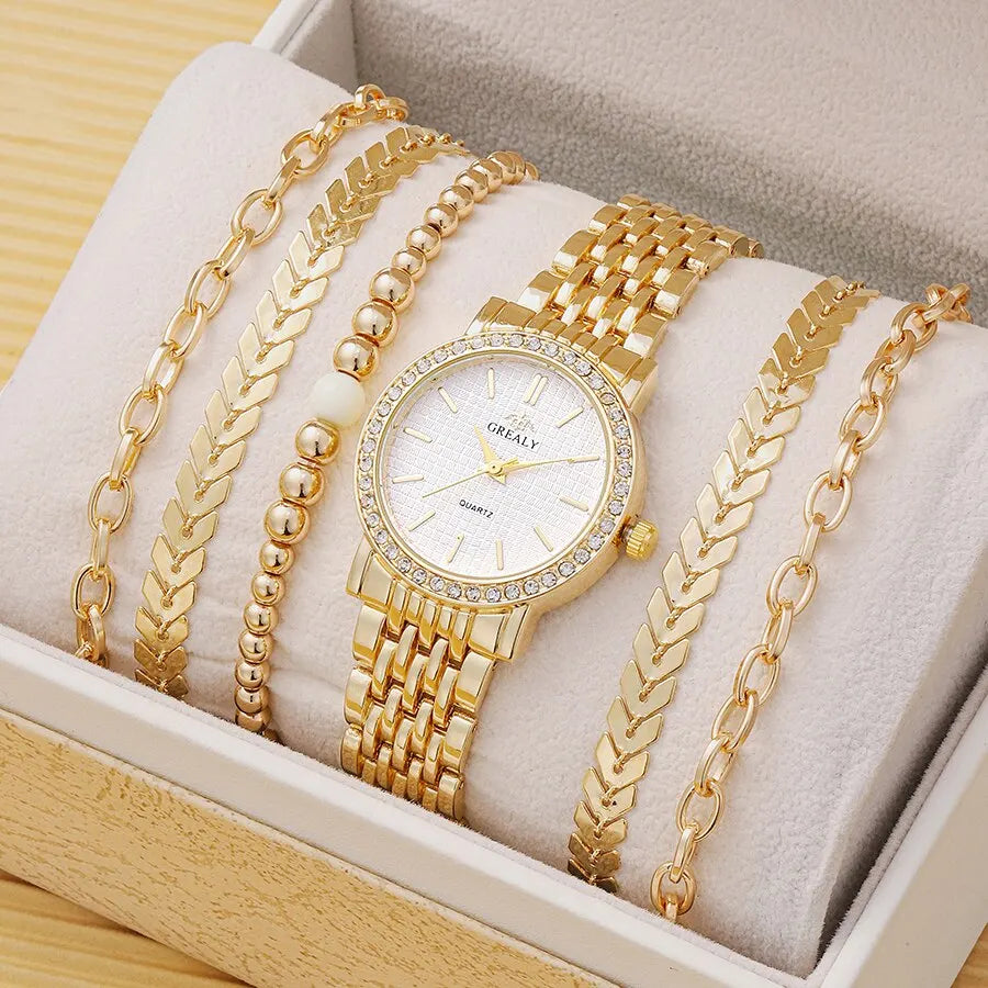 6pcs Dainty Quartz Watches & Bracelet Set