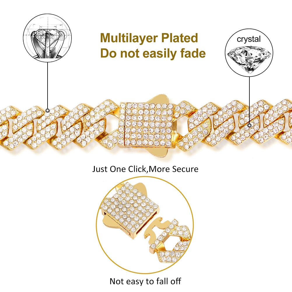 Iced Out 14MM Prong Rhombus Diamond Cuban Link Chain