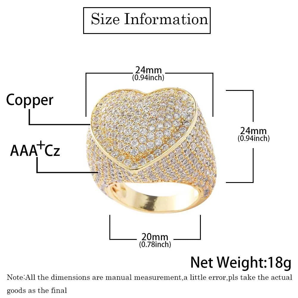 Miami Ice Two Tone Moissanite Heart Shaped Ring - Vermeil Gold
