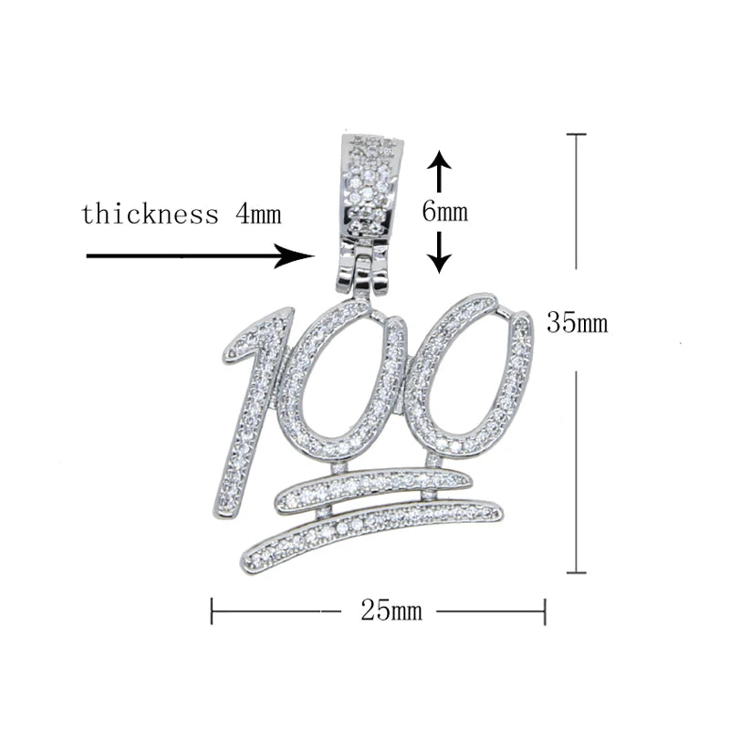 Iced Out Bling Score 100 Pendant Necklace