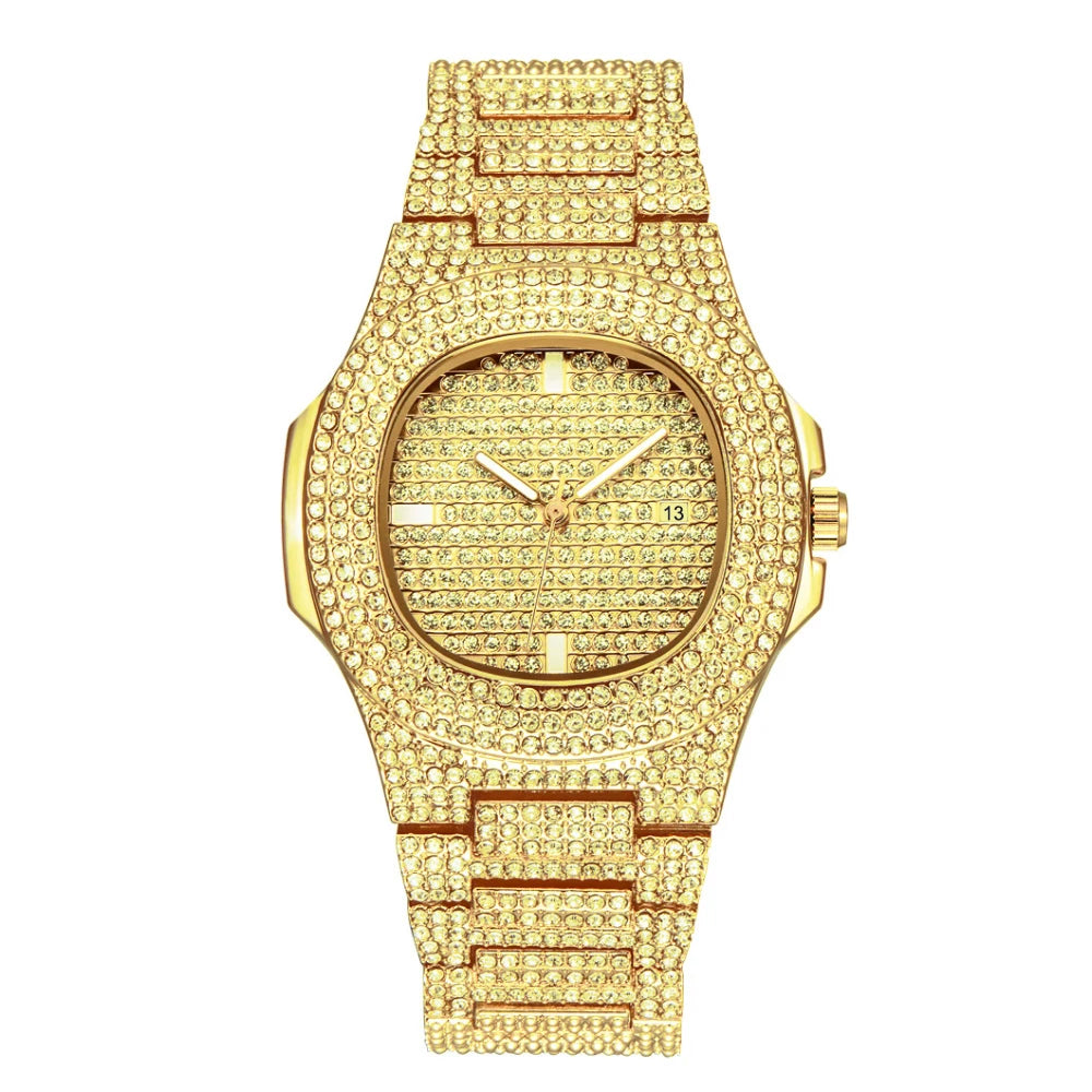 Miami Ice Men's Luxury Iced Out Watch & Bracelet Set