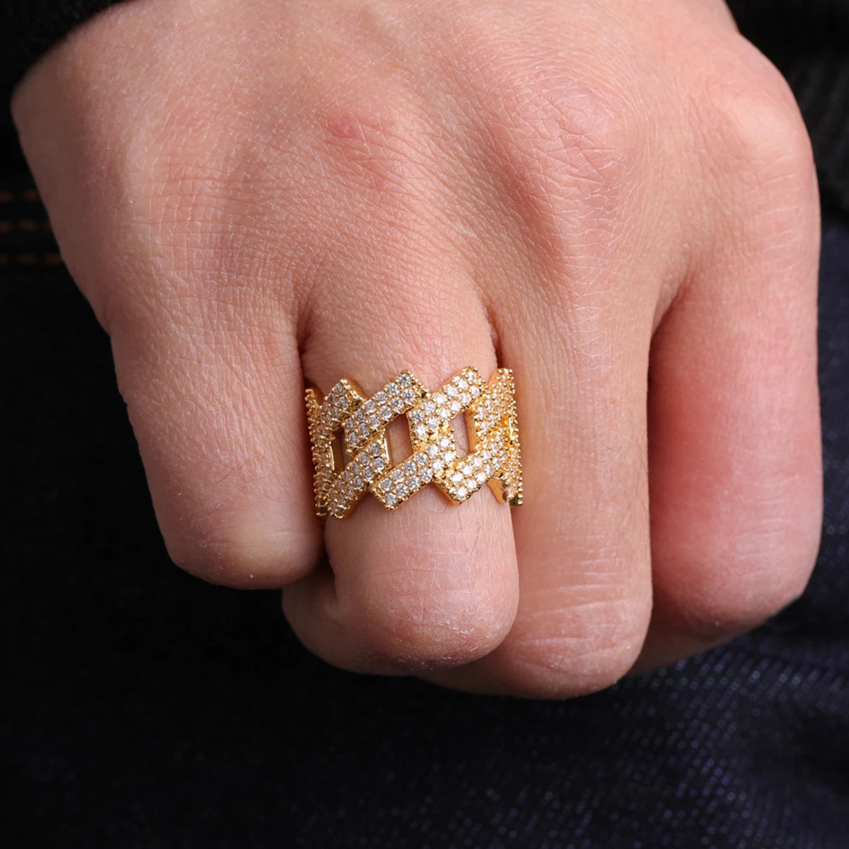 Miami Ice Crown Miami Cuban Link Iced Out Ring