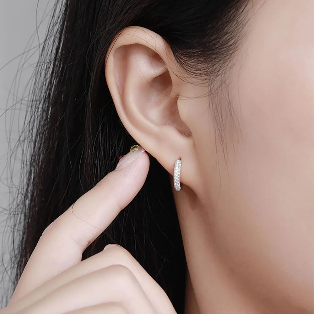 Miami Iced Hoop Earrings - White Gold