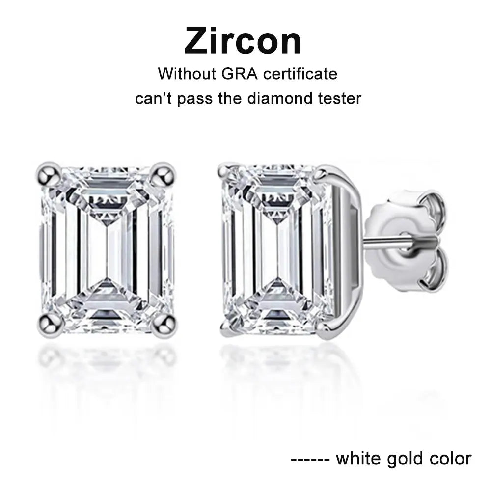 Emerald Cut Moissanite Earrings