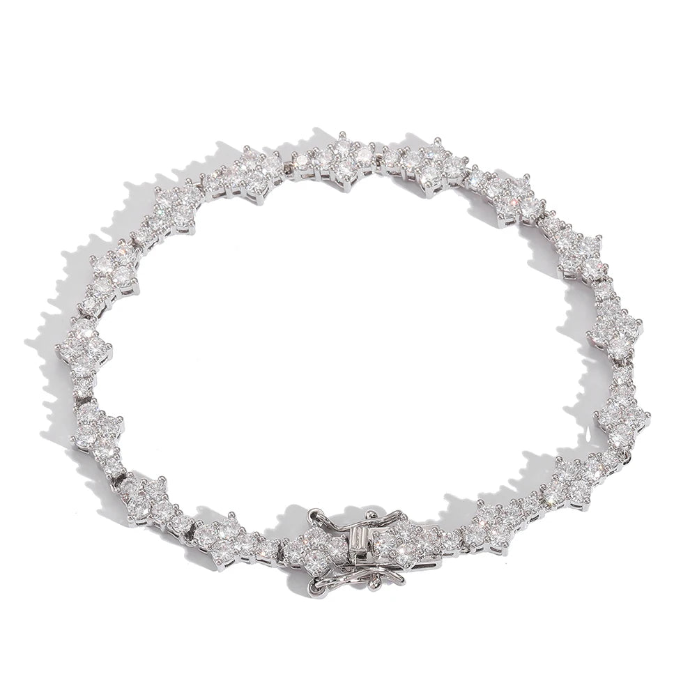Miami Ice Comb Tennis Bracelet - White Gold