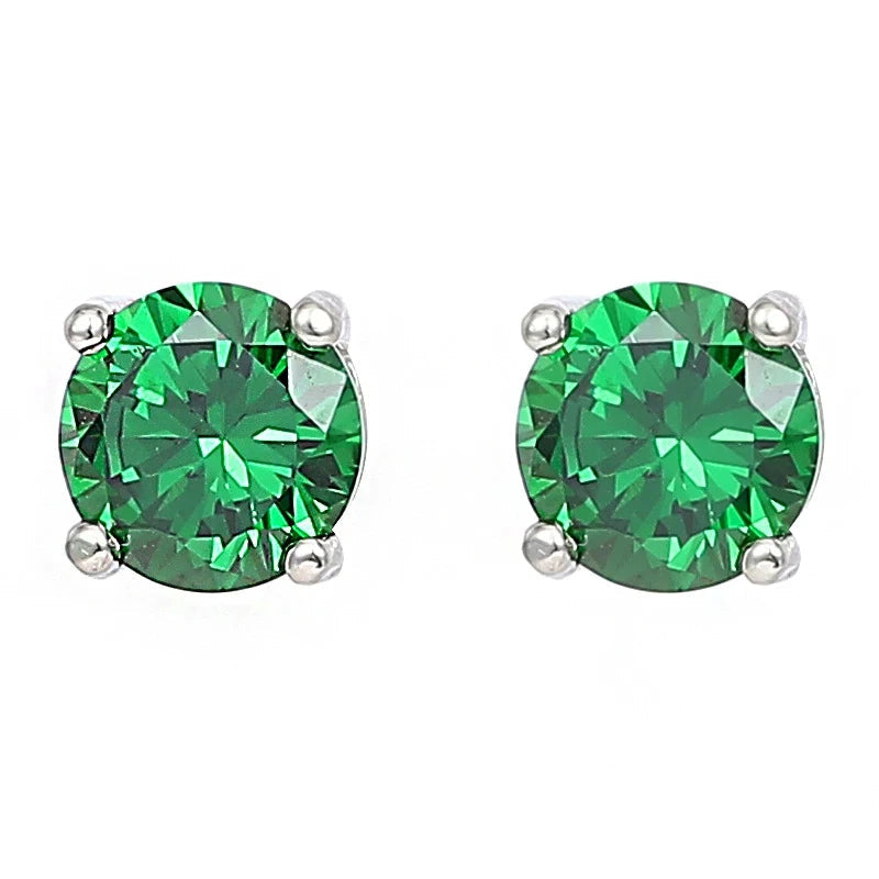Miami Ice Green Vvs Round 1ct Earrings - White Gold Vermeil
