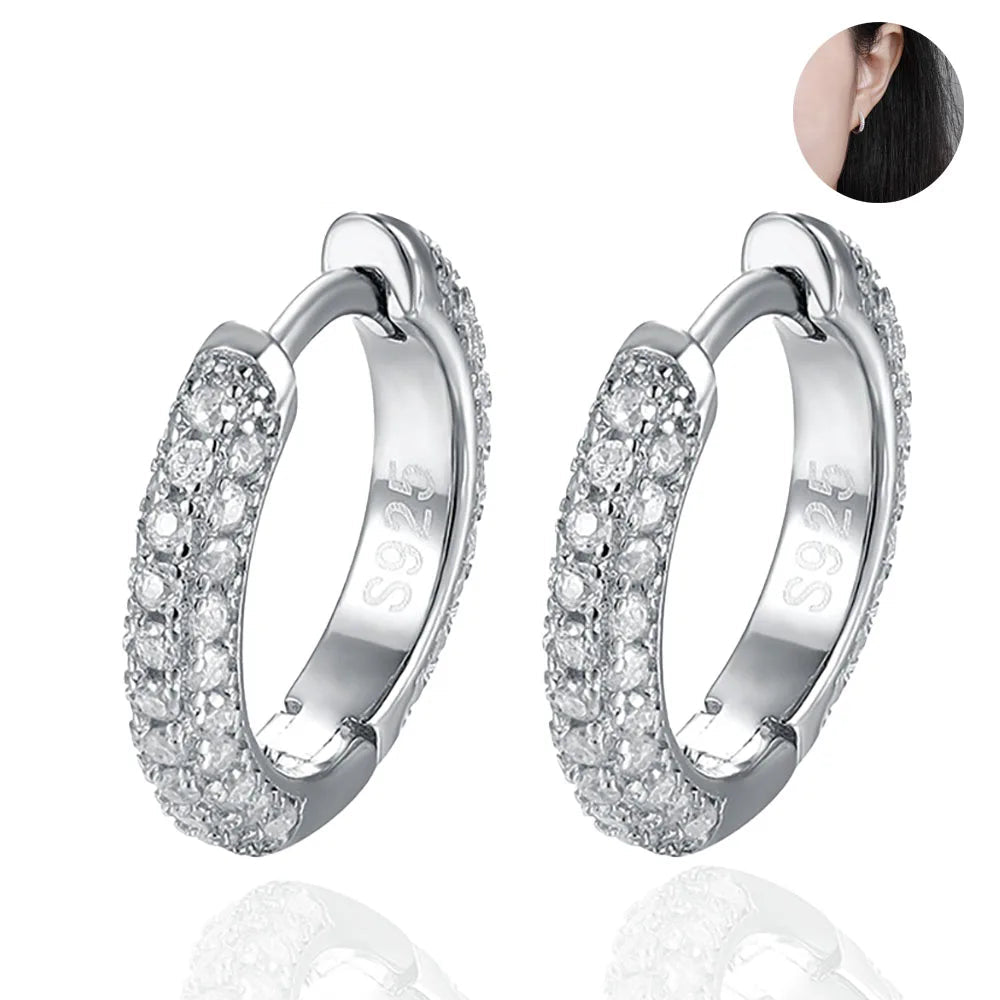 Miami Iced Hoop Earrings - White Gold