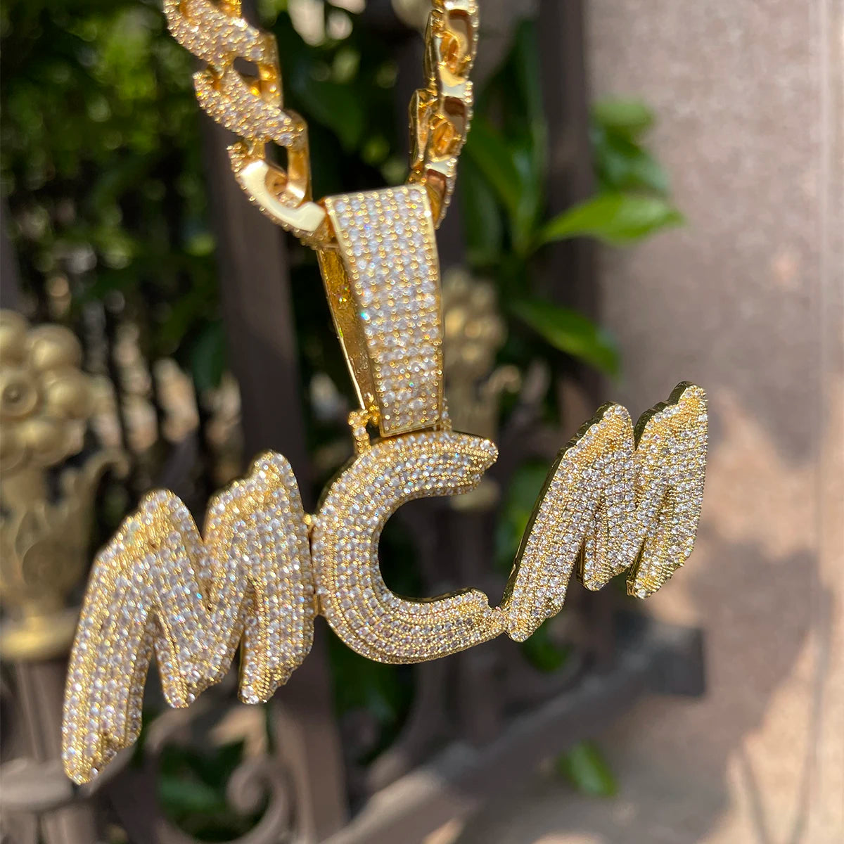 Bubble Letter Personalized Necklace for Men