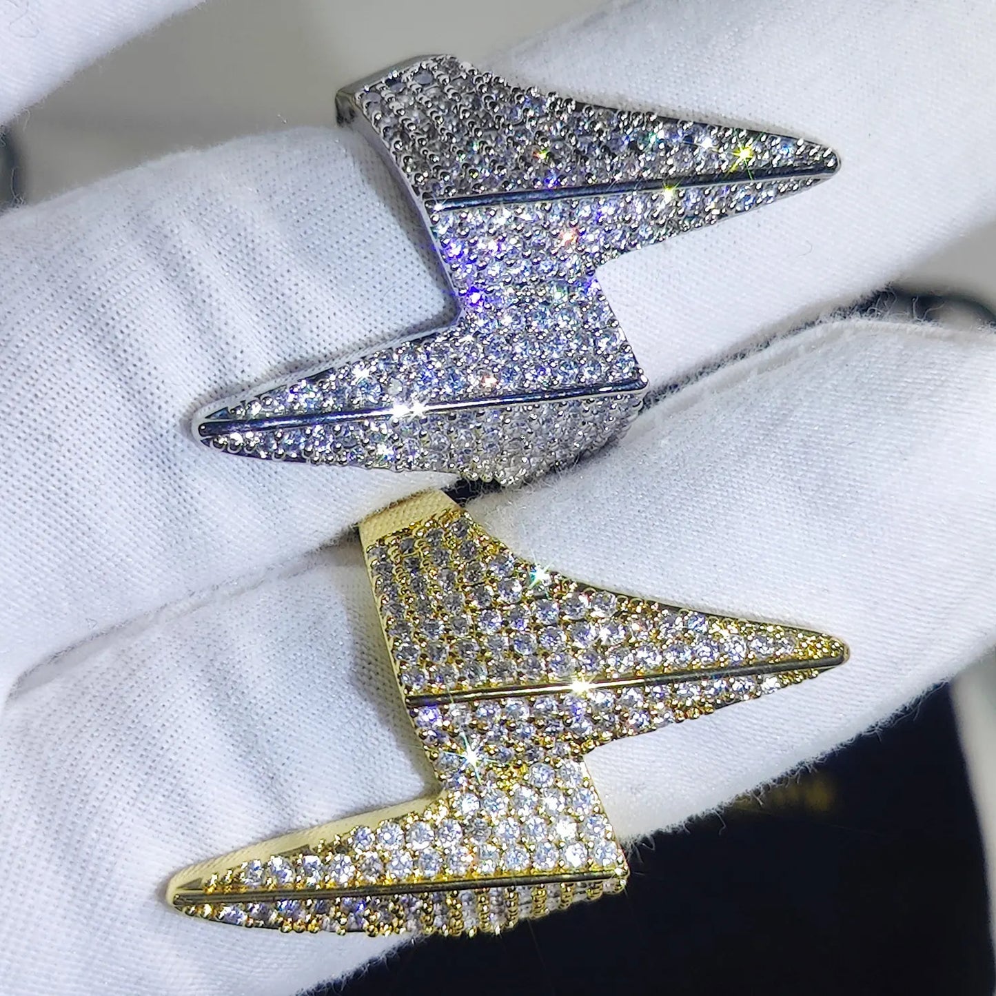 Miami Ice Lightning Sign Iced Out Ring