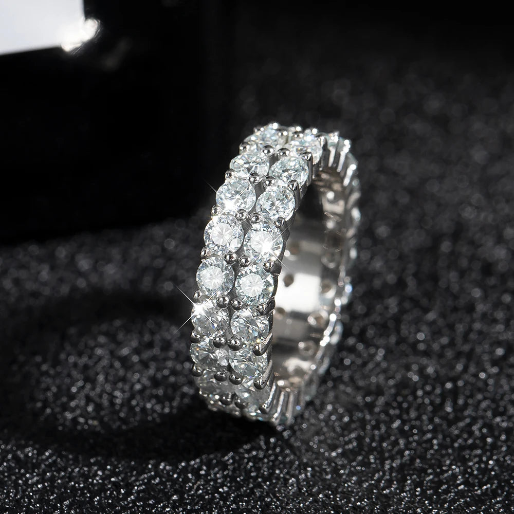 Miami Ice 2-Row Moissanite Band Ring - Vermeil Gold