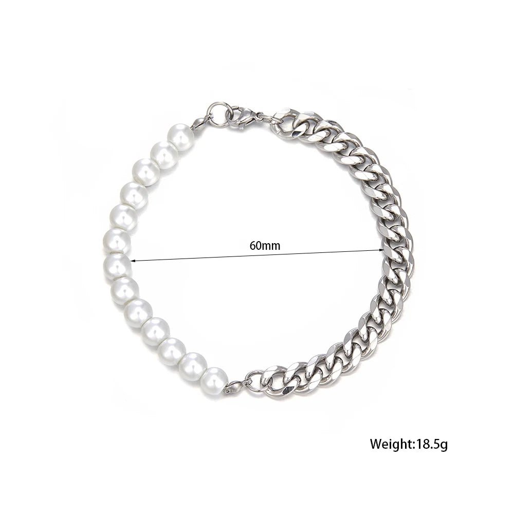 Miami Ice Pearl Cuban Bracelet - Gold