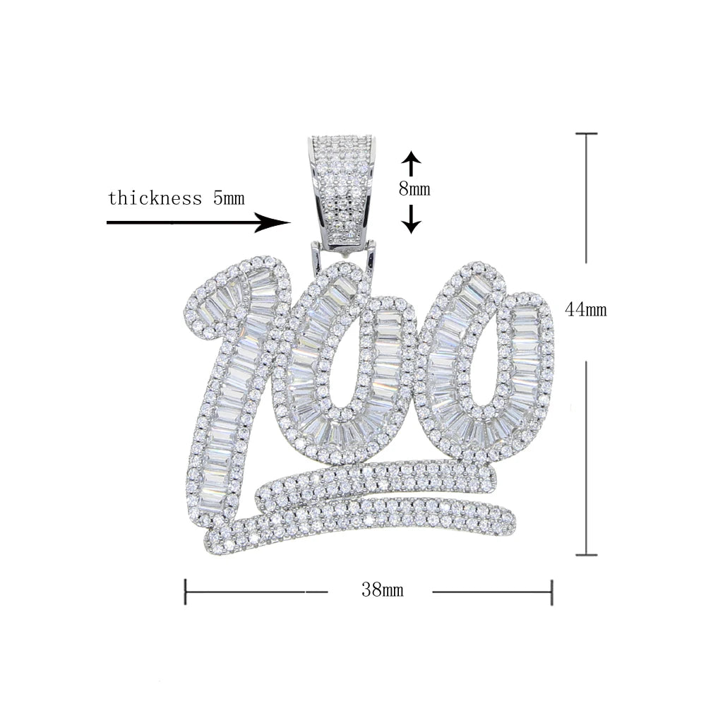 Iced Out Bling Score 100 Pendant Necklace