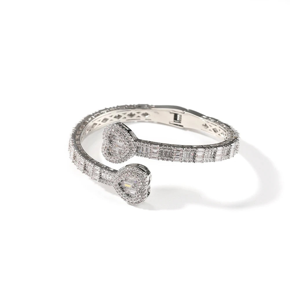 Miami Ice Love Bangle Bracelet - White Gold