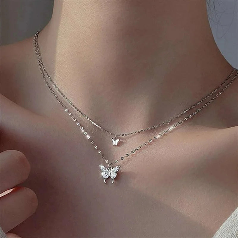 Miami Ice Pearl & Chain Necklace Set - White Gold