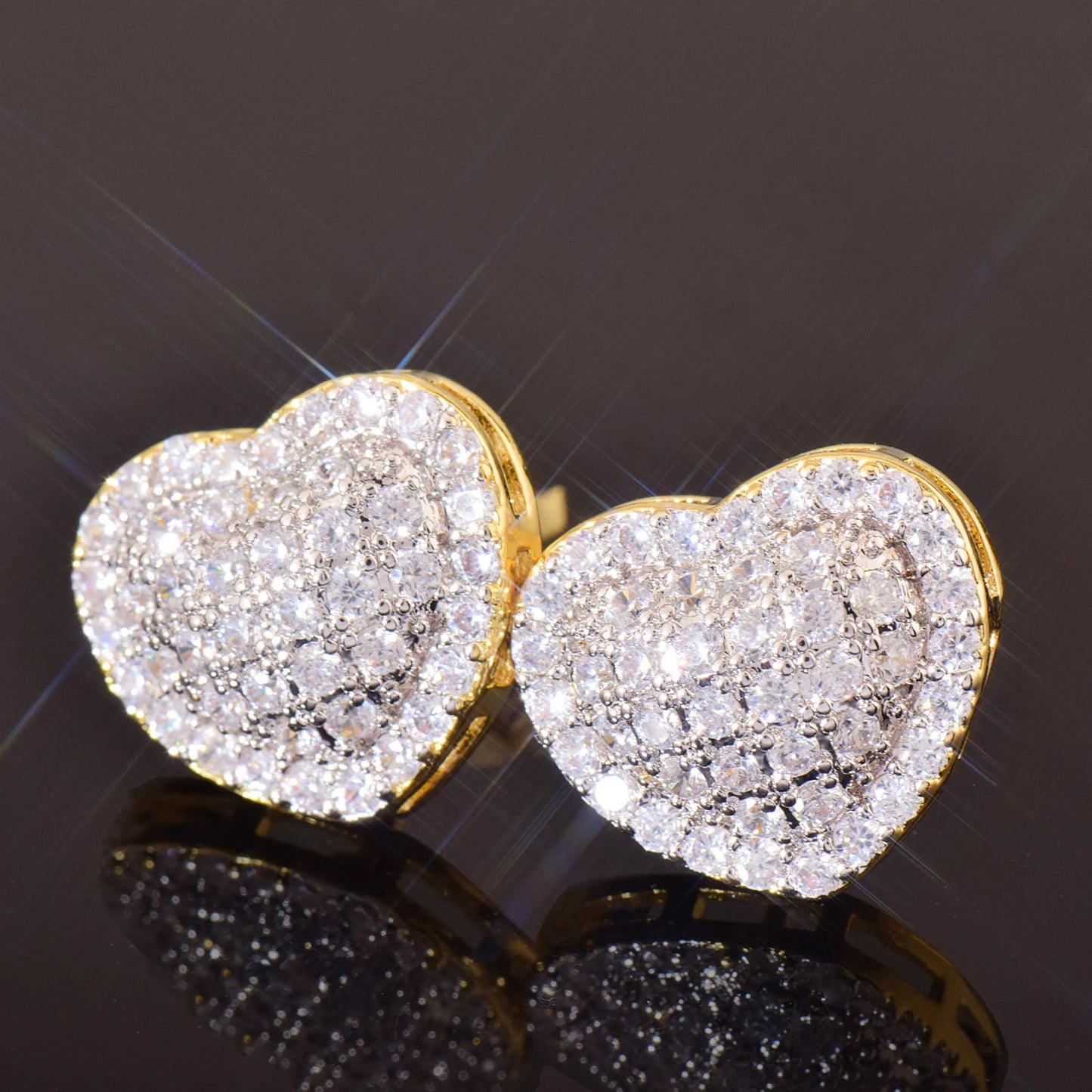 Miami Ice 14MM Tennis Heart Iced Out Stud Earrings