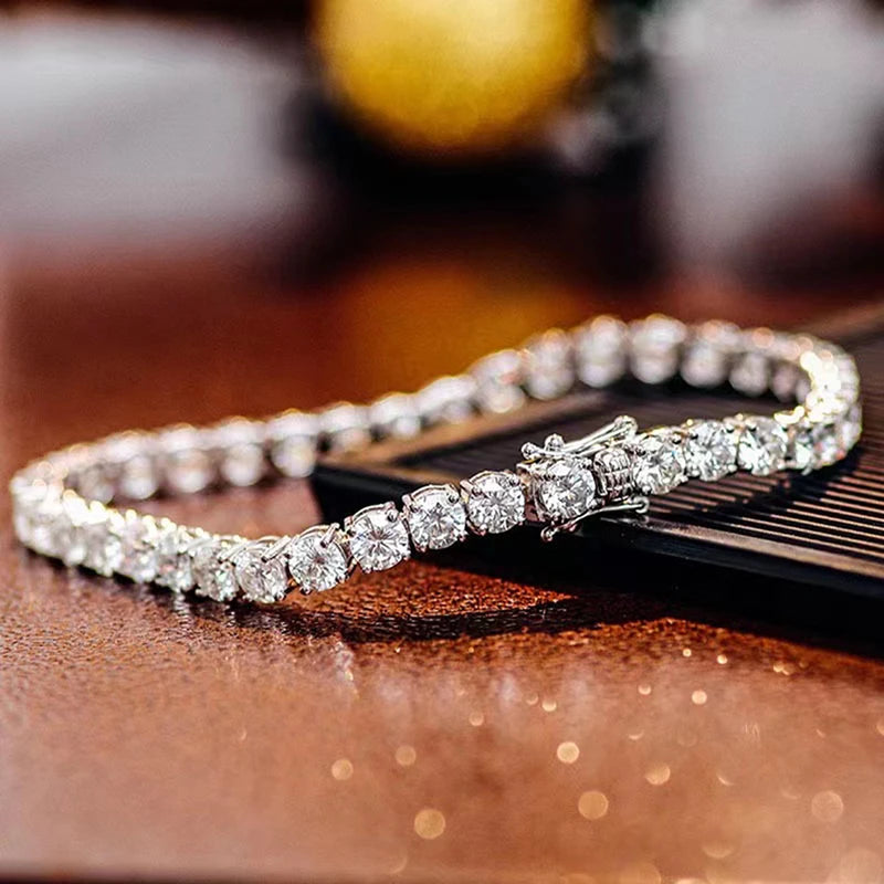 Miami Ice 7mm Clustered Tennis Bracelet - White Gold